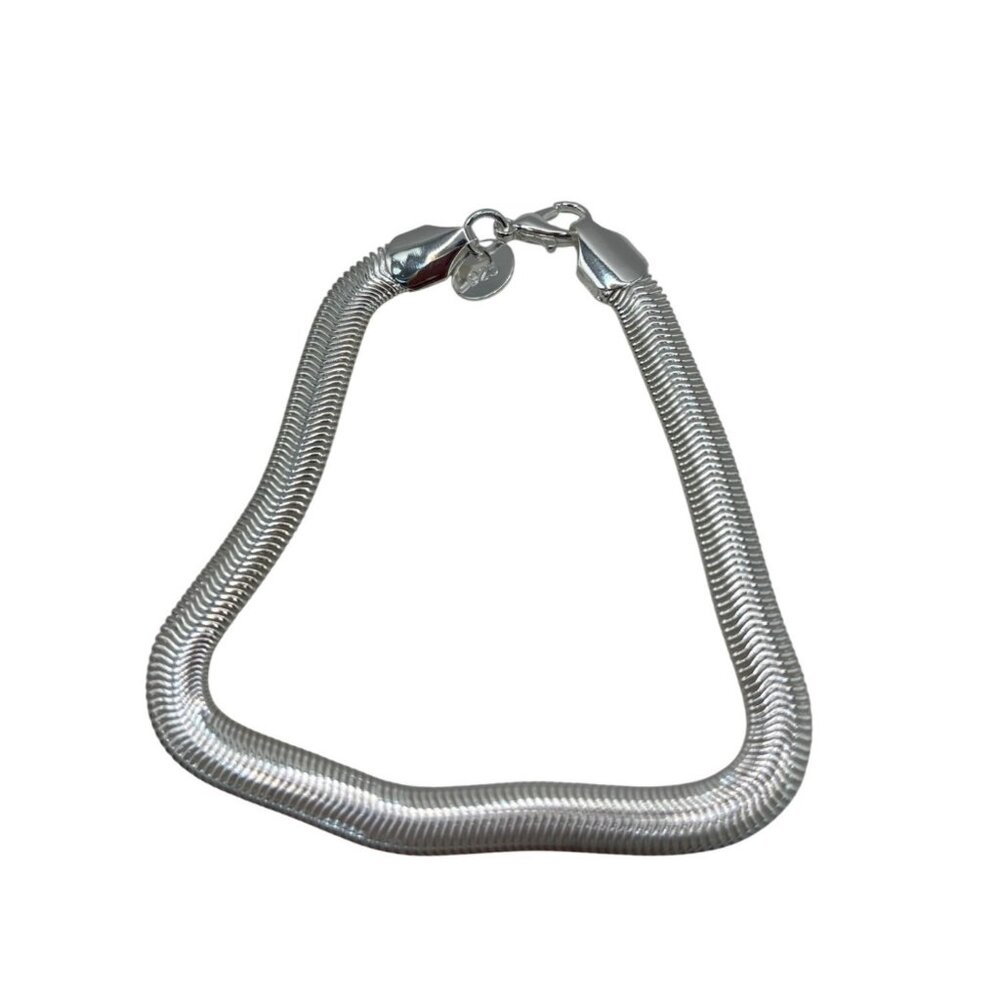 925 Sterling Silver Snake Chain Bracelet 7.5 Inches With Lobster Clasp Closure